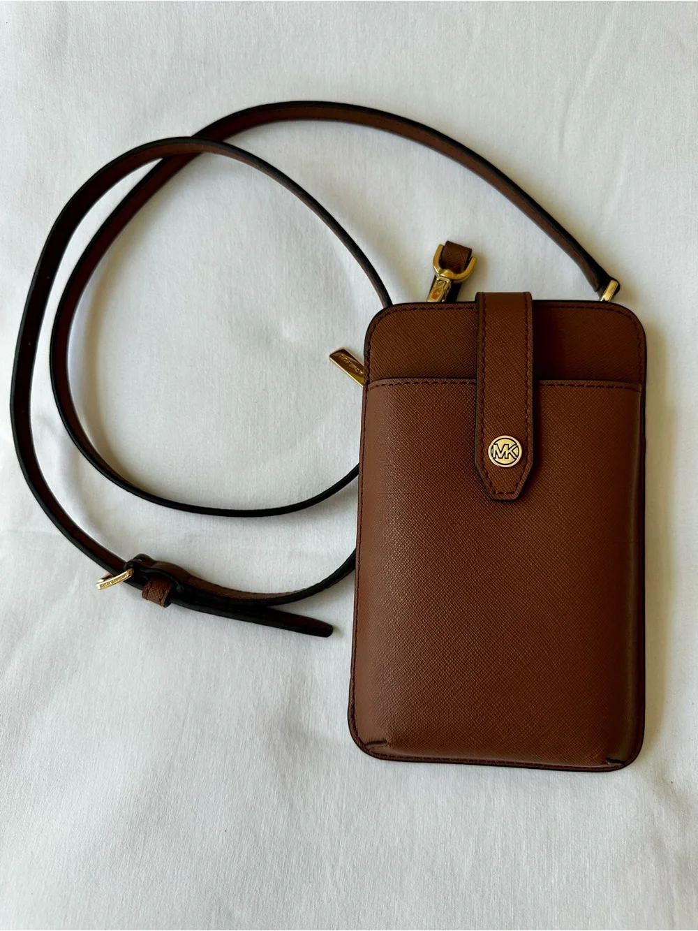 Michael Kors Jet Set Travel Smartphone Crossbody Brown Leather Phone Bag